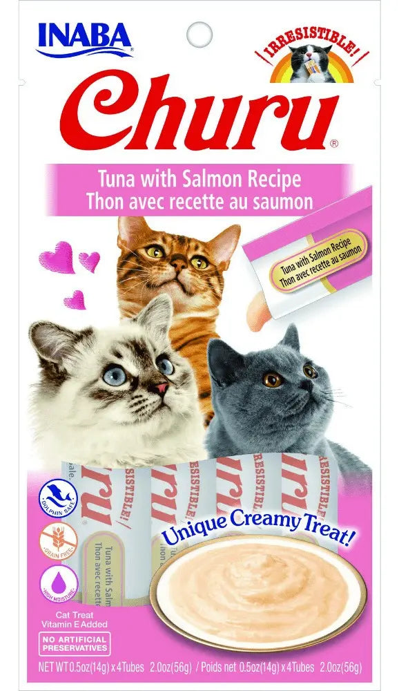 Snack Para Gato Cremoso Inaba Churu Atún Y Salmón 14 Gr