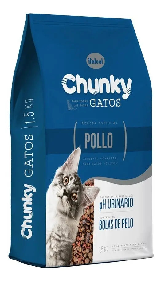 Chunky Alimento Seco Gatos Adultos Sabor Pollo 8kg 31% Proteína